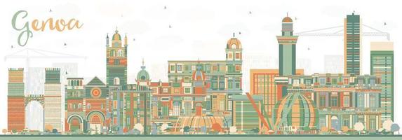Genova Italia città orizzonte con colore edifici. vettore