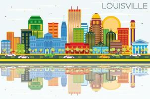 louisville Kentucky Stati Uniti d'America città orizzonte con colore edifici, blu cielo e riflessi. vettore