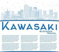 schema kawasaki Giappone città orizzonte con blu edifici e copia spazio. vettore