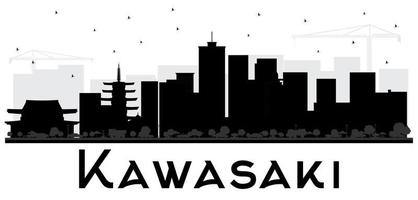 kawasaki Giappone città orizzonte nero e bianca silhouette. vettore
