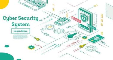 schema informatica sicurezza concetto. isometrico illustrazione isolato su bianca. vettore