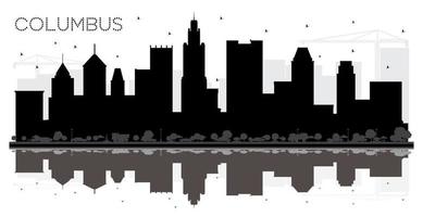 columbus Ohio città orizzonte nero e bianca silhouette con riflessi. vettore