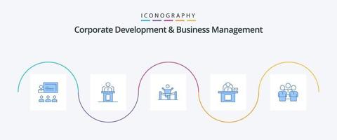 aziendale sviluppo e attività commerciale gestione blu 5 icona imballare Compreso uomo. capo. professionale. finire. vincitore vettore
