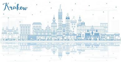 schema Cracovia Polonia città orizzonte con blu edifici e riflessi. vettore