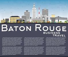 bastone rossetto Louisiana città orizzonte con colore edifici, blu cielo e copia spazio. vettore
