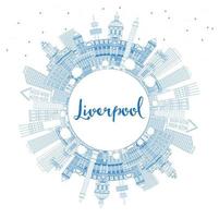 schema Liverpool Inghilterra orizzonte con blu edifici e copia spazio. vettore