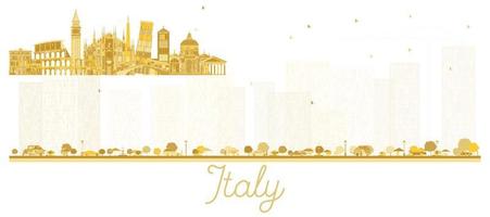Italia città orizzonte d'oro silhouette con punti di riferimento. vettore