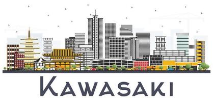 kawasaki Giappone città orizzonte con colore edifici isolato su bianca sfondo. vettore