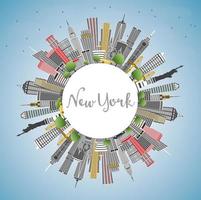 nuovo York Stati Uniti d'America città orizzonte con grigio grattacieli, blu cielo e copia spazio. vettore
