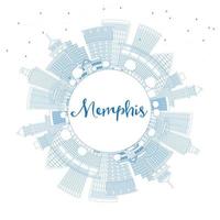 schema Memphis Stati Uniti d'America città orizzonte con blu edifici e copia spazio. vettore