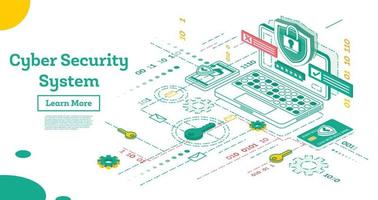 schema informatica sicurezza concetto. isometrico illustrazione isolato su bianca. vettore