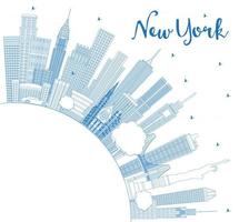 schema nuovo York Stati Uniti d'America città orizzonte con blu edifici e copia spazio. vettore