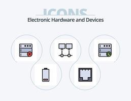 dispositivi linea pieno icona imballare 5 icona design. server. Internet. Audio. connessione. suono vettore