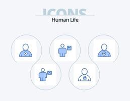umano blu icona imballare 5 icona design. spedizione. umano. lucchetto. corpo. utente vettore