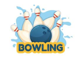 bowling gioco illustrazione con spille, palle e tabelloni nel un' sport club per ragnatela bandiera o atterraggio pagina nel piatto cartone animato mano disegnato modelli vettore