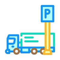 camion parcheggio colore icona vettore illustrazione