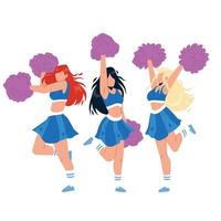 cheerleader ragazze danza con pompon vettore