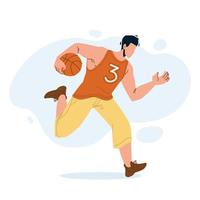 pallacanestro giocatore uomo in esecuzione con palla vettore