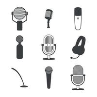 impostato di icone su un' tema microfoni vettore