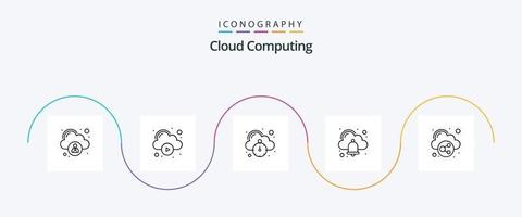 nube calcolo linea 5 icona imballare Compreso nube. veloce ospitando. allarme . campana vettore