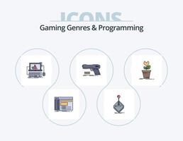 gioco generi e programmazione linea pieno icona imballare 5 icona design. codifica. api. robot. divertimento. palla vettore