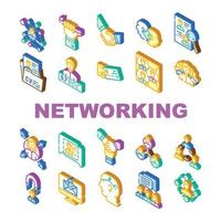 networking globale comunicazione icone impostato vettore