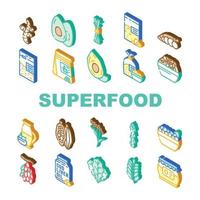 superfood naturale e vitamina icone impostato vettore