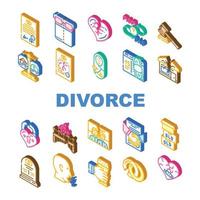 divorzio coppia annullamento matrimonio icone impostato vettore