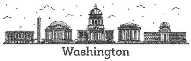 inciso Washington dc Stati Uniti d'America città orizzonte con moderno edifici isolato su bianca. vettore