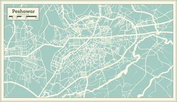peshawar Pakistan città carta geografica nel retrò stile. schema carta geografica. vettore