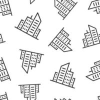 edificio icona nel piatto stile. cittadina grattacielo appartamento vettore illustrazione su bianca isolato sfondo. città Torre senza soluzione di continuità modello attività commerciale concetto.