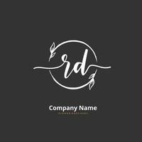 rd iniziale grafia e firma logo design con cerchio. bellissimo design manoscritto logo per moda, squadra, nozze, lusso logo. vettore