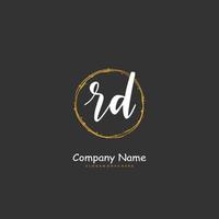 rd iniziale grafia e firma logo design con cerchio. bellissimo design manoscritto logo per moda, squadra, nozze, lusso logo. vettore