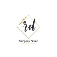 rd iniziale grafia e firma logo design con cerchio. bellissimo design manoscritto logo per moda, squadra, nozze, lusso logo. vettore