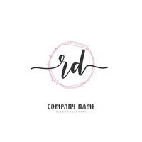 rd iniziale grafia e firma logo design con cerchio. bellissimo design manoscritto logo per moda, squadra, nozze, lusso logo. vettore