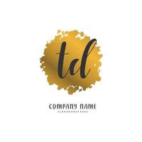 td iniziale grafia e firma logo design con cerchio. bellissimo design manoscritto logo per moda, squadra, nozze, lusso logo. vettore