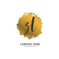 zt iniziale grafia e firma logo design con cerchio. bellissimo design manoscritto logo per moda, squadra, nozze, lusso logo. vettore