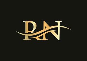 rn logo design. premio lettera rn logo design con acqua onda concetto vettore
