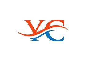 yc logo design. iniziale yc lettera logo vettore. swoosh lettera yc logo design vettore