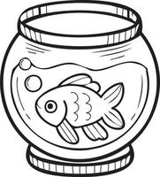 mano disegnato pesce ciotola illustrazione nel scarabocchio stile vettore