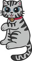 mano disegnato maneki neko o fortunato a strisce gatto illustrazione nel scarabocchio stile vettore