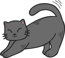 mano disegnato gatto allungamento illustrazione nel scarabocchio stile vettore