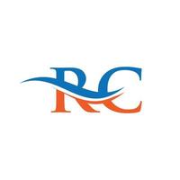 rc logo design. premio lettera rc logo design con acqua onda concetto. vettore