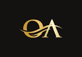 oa logo design. premio lettera oa logo design con acqua onda concetto vettore