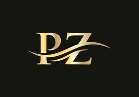 pz logo design vettore. swoosh lettera pz logo design. iniziale pz lettera connesso logo vettore modello