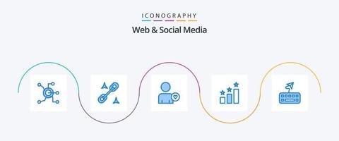 ragnatela e sociale media blu 5 icona imballare Compreso . tastiera del computer. uomo. allegare. posizione vettore