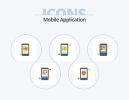 mobile applicazione piatto icona imballare 5 icona design. libro. suono. controllo. App vettore