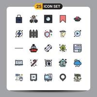 universale icona simboli gruppo di 25 moderno pieno linea piatto colori di Salva instagram oggetti bandiera leggero modificabile vettore design elementi
