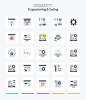 creativo programmazione e codifica 25 piatto icona imballare come come insetto. app. sviluppo. processi. sviluppare vettore