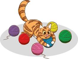gatto giocando con palle di corda.eps vettore
